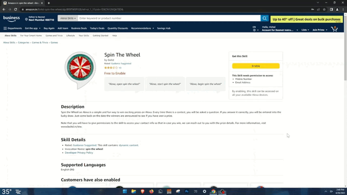 SPin teh wheel, amazon skill developed by Boltd. We are alexa skill developer help you discover the power of voice for your business.